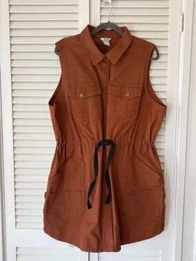 Duluth Trading Co women's Rootstock Gardening Tunic Vest rust red XL dress mini